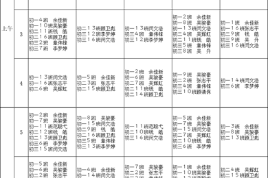 常熟市外国语初级中学2025-2026学年全校体育与健康课表